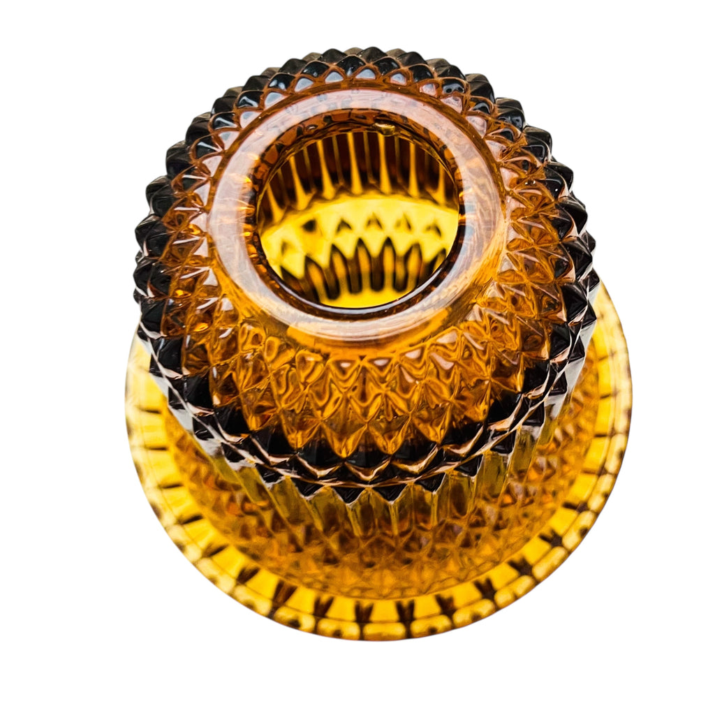 Vintage Indiana Glass Amber Tea Light Holder Fairy Lamp