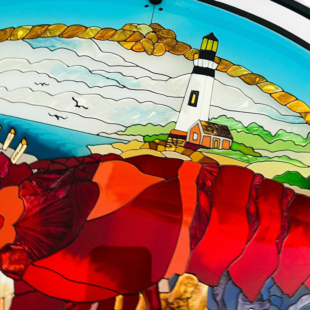 Joan Baker Designs Lobster Lighthouse Stained Glass Buffet Serving Tray