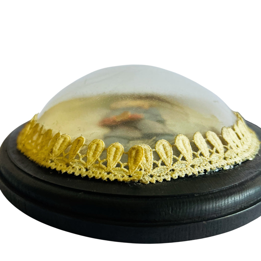 Vintage Boy Girl Oval Plastic Bubble Dome Wall Hangings