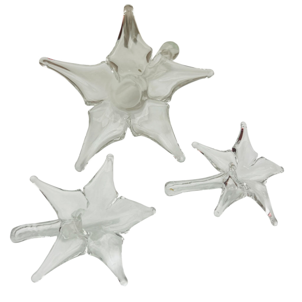Vintage Clear Glass Lily Flower Short Stem- Set of 3