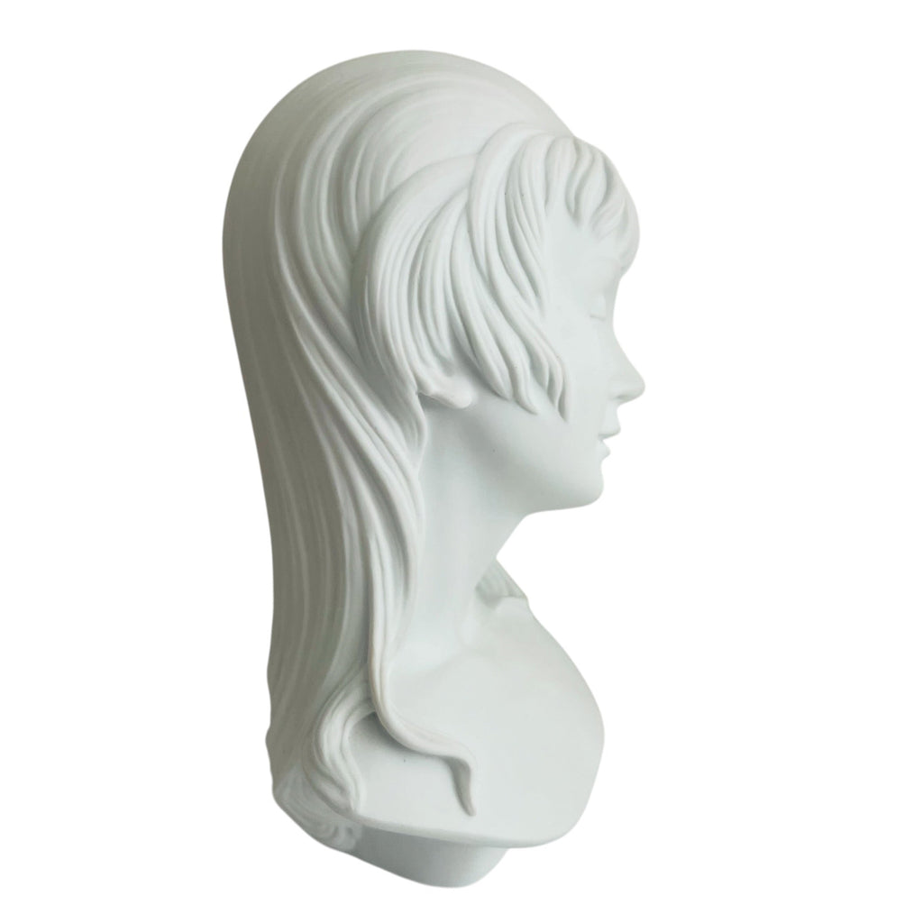 Vintage Bright View White Ceramic Female Bust Signed 1971 Sculpture