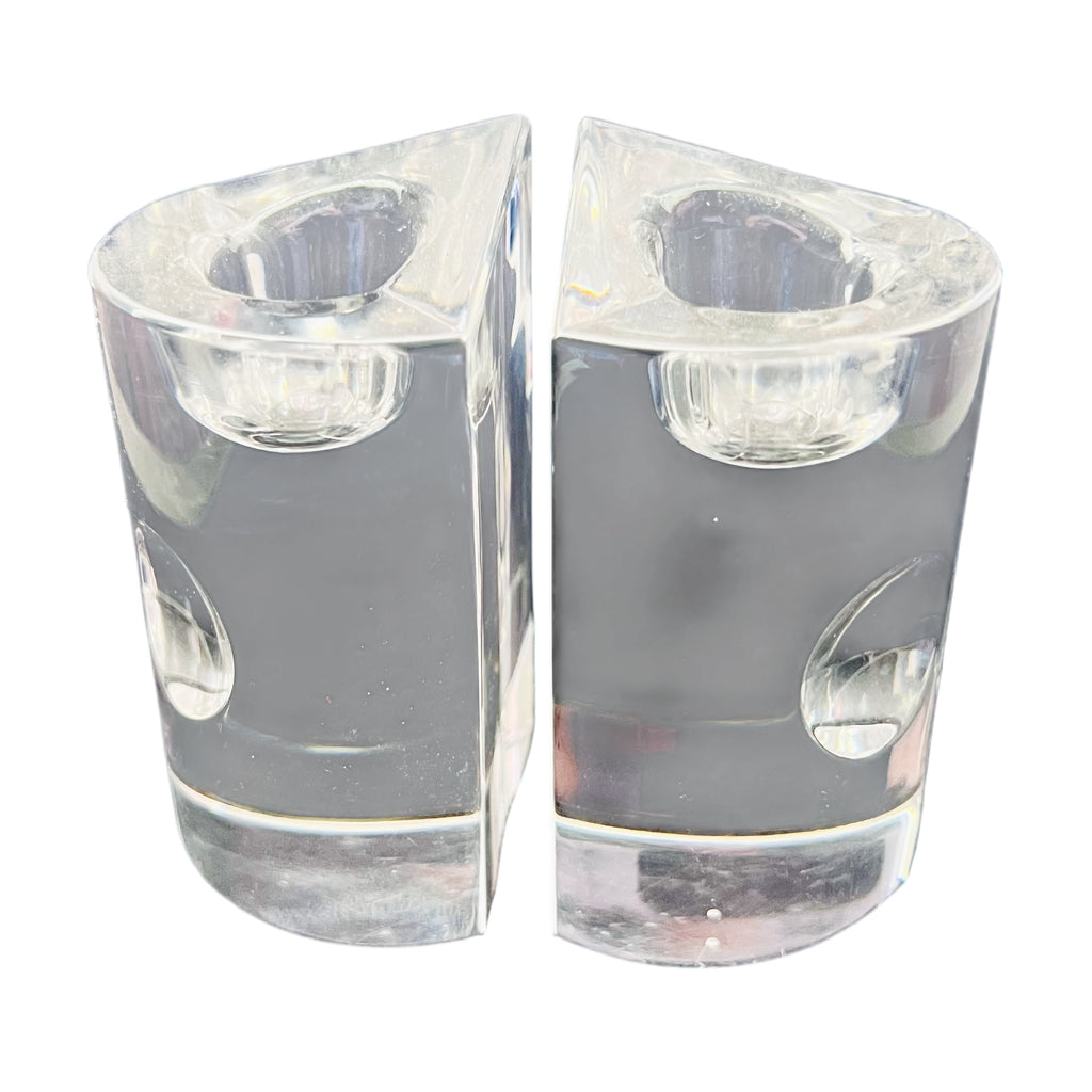 Vintage Lenox Moonlight Glass Candlestick Pair