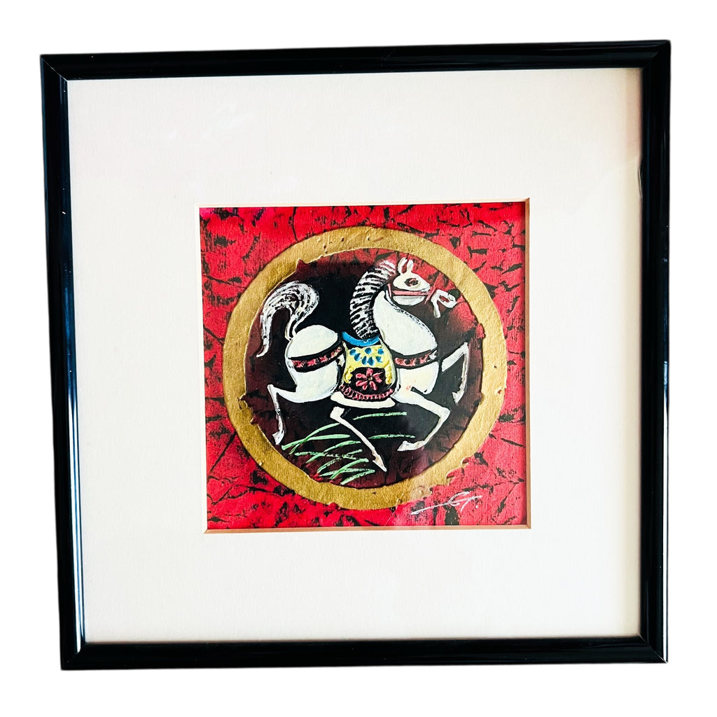 C T Wong Chinese Zodiac Year of the Horse Graphic Art Print Glass Framed Art