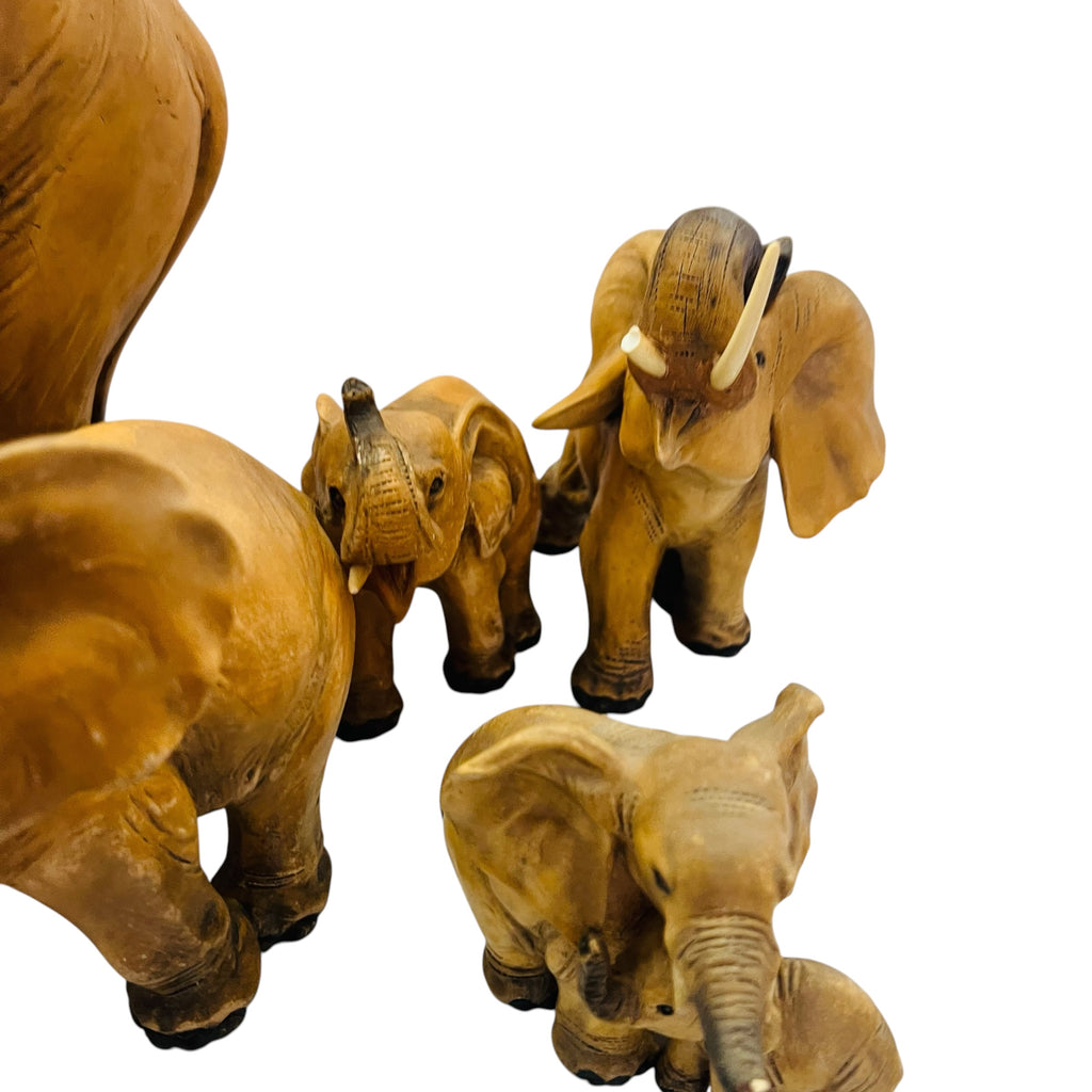 Vintage Guido Cacciapuoti Elephant Figurine Italy Signed Ceramic Porcelain 4PC