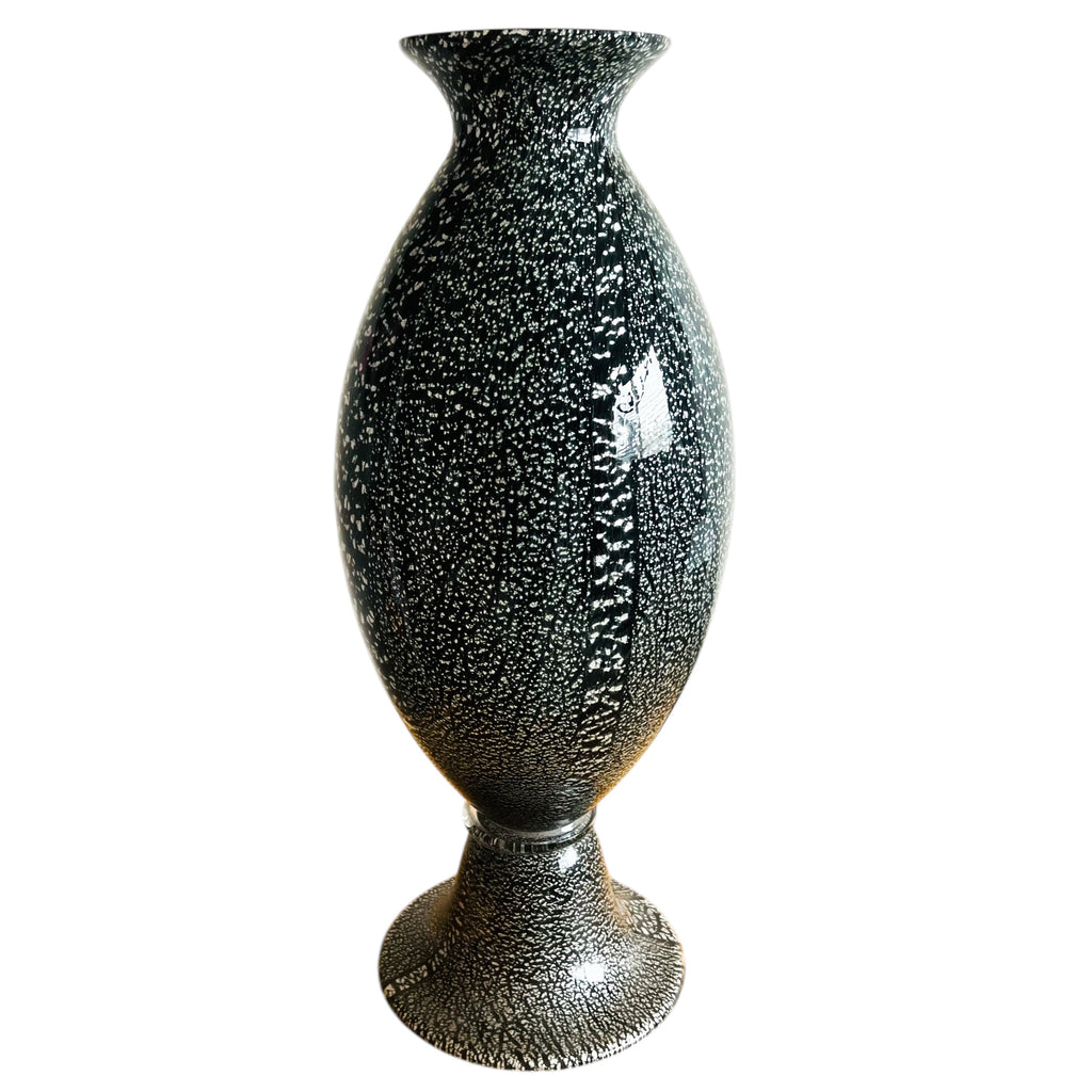 Vintage Seguso Glass Silver Flecks Murano Italy Vase