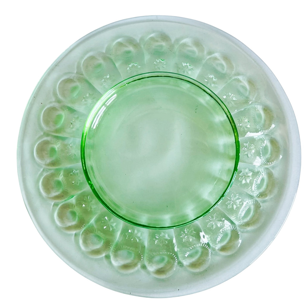Vintage Daisy Pattern Light Green Depression Glass Plate