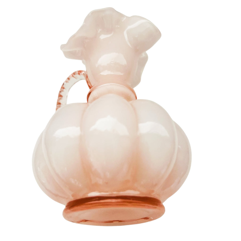 Vintage Fenton Rose Overlay Ruffle Melon Pitcher
