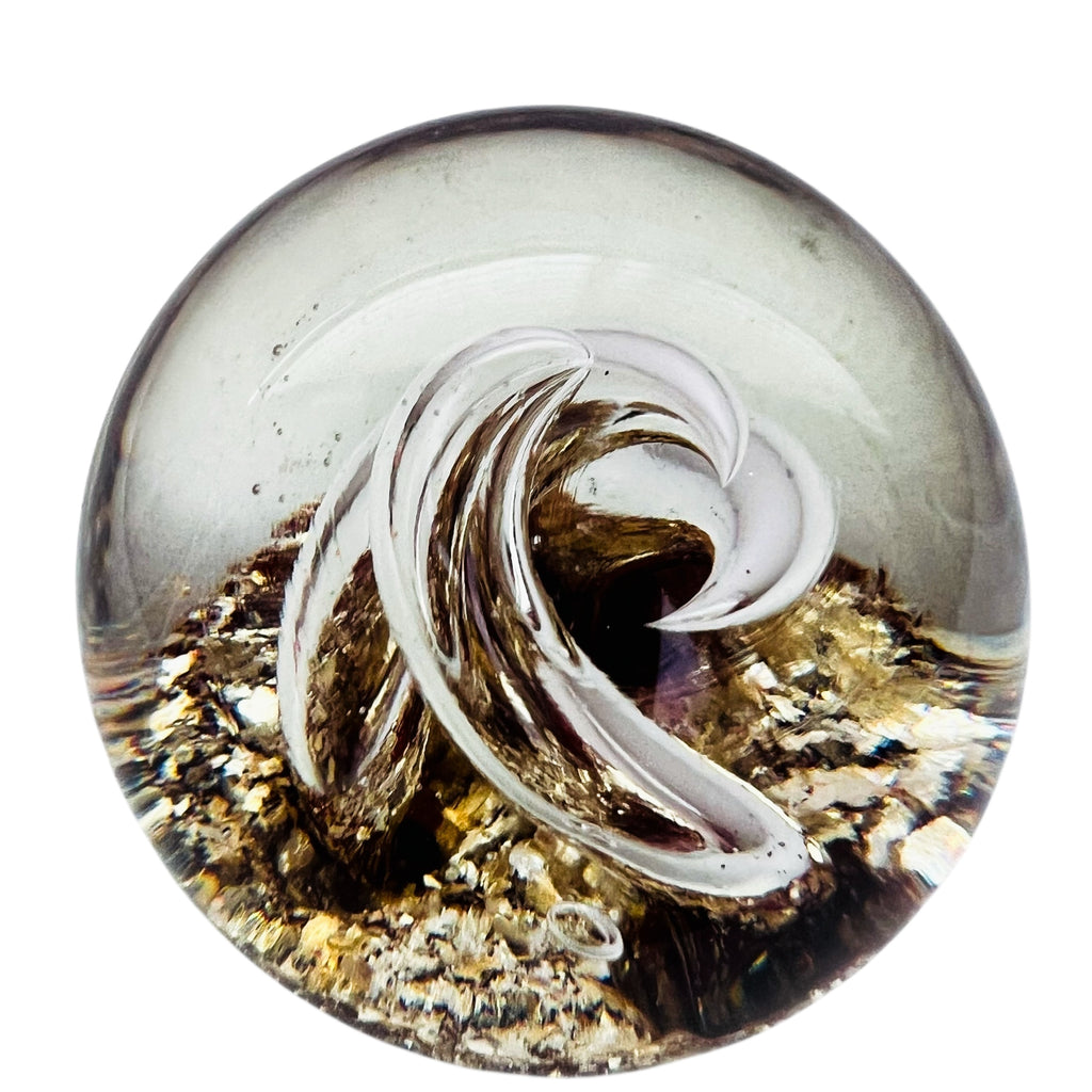 Vintage Swirl Glitter Glass Paperweight