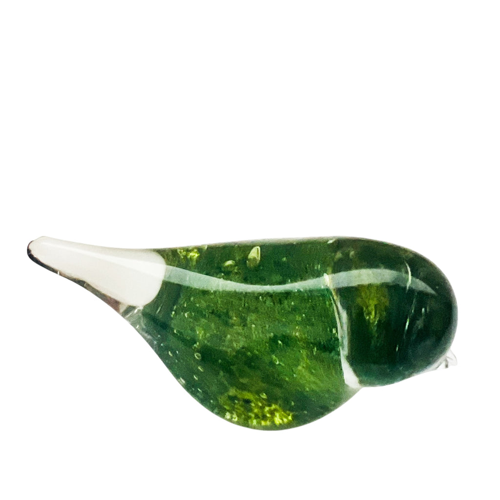 Vintage Green Clear Bird Art Glass Figurine