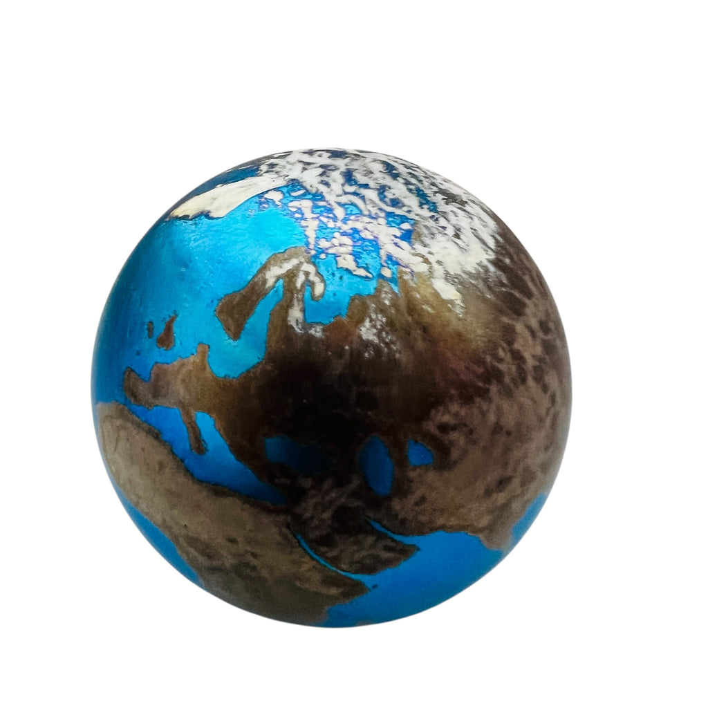 Vintage 1999 Lundberg Studios Art Glass World Signed Globe Paperweight