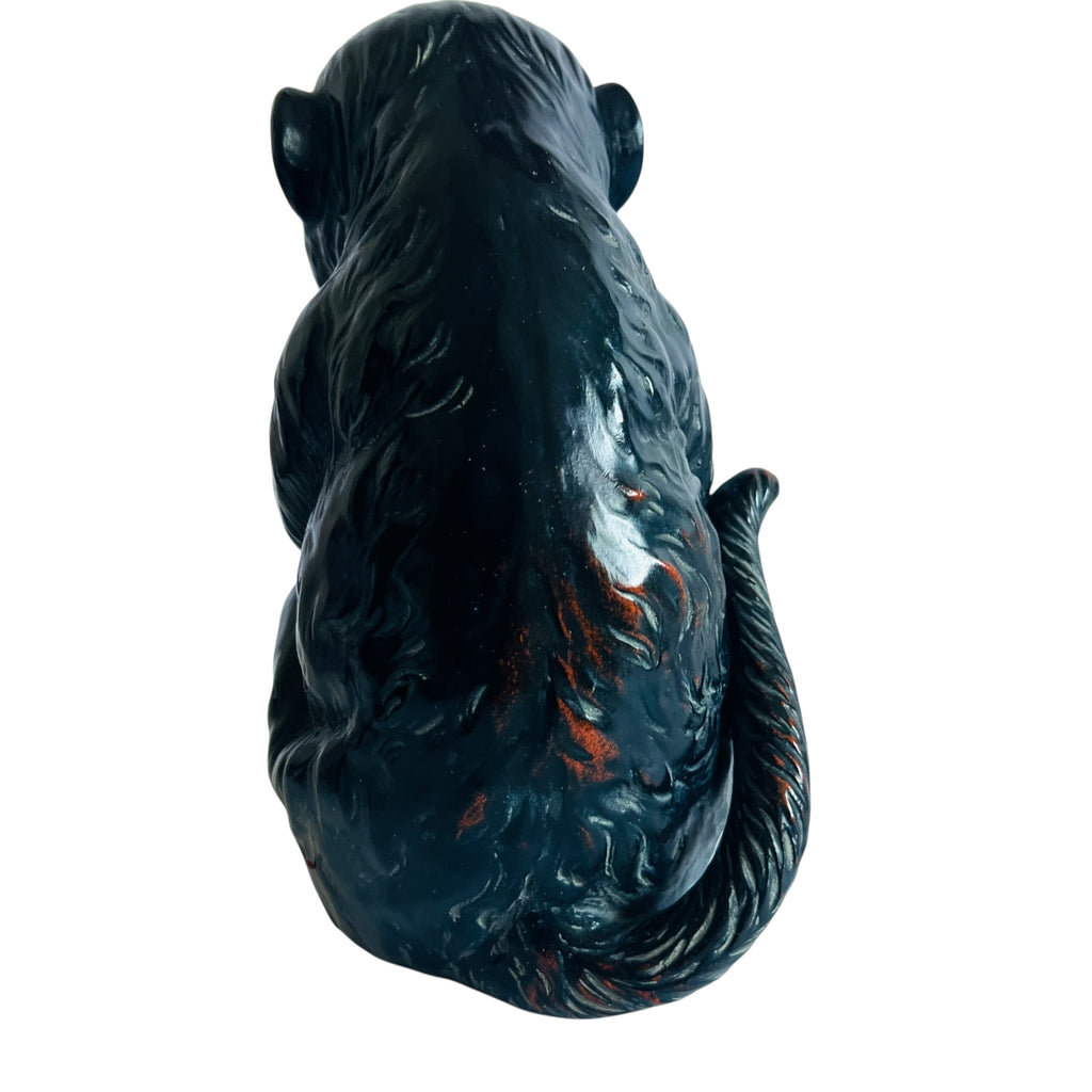 FITZ & FLOYD Ceramique Vernissage Ceramic Monkey Figurine - Black and Orange