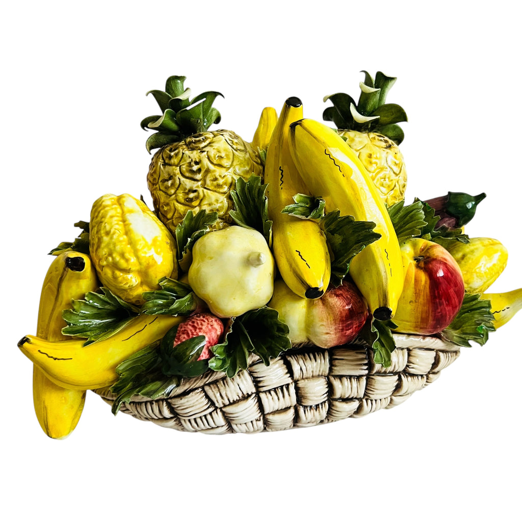 Vintage Capodimonte Italian Ceramic Fruit Basket Decor