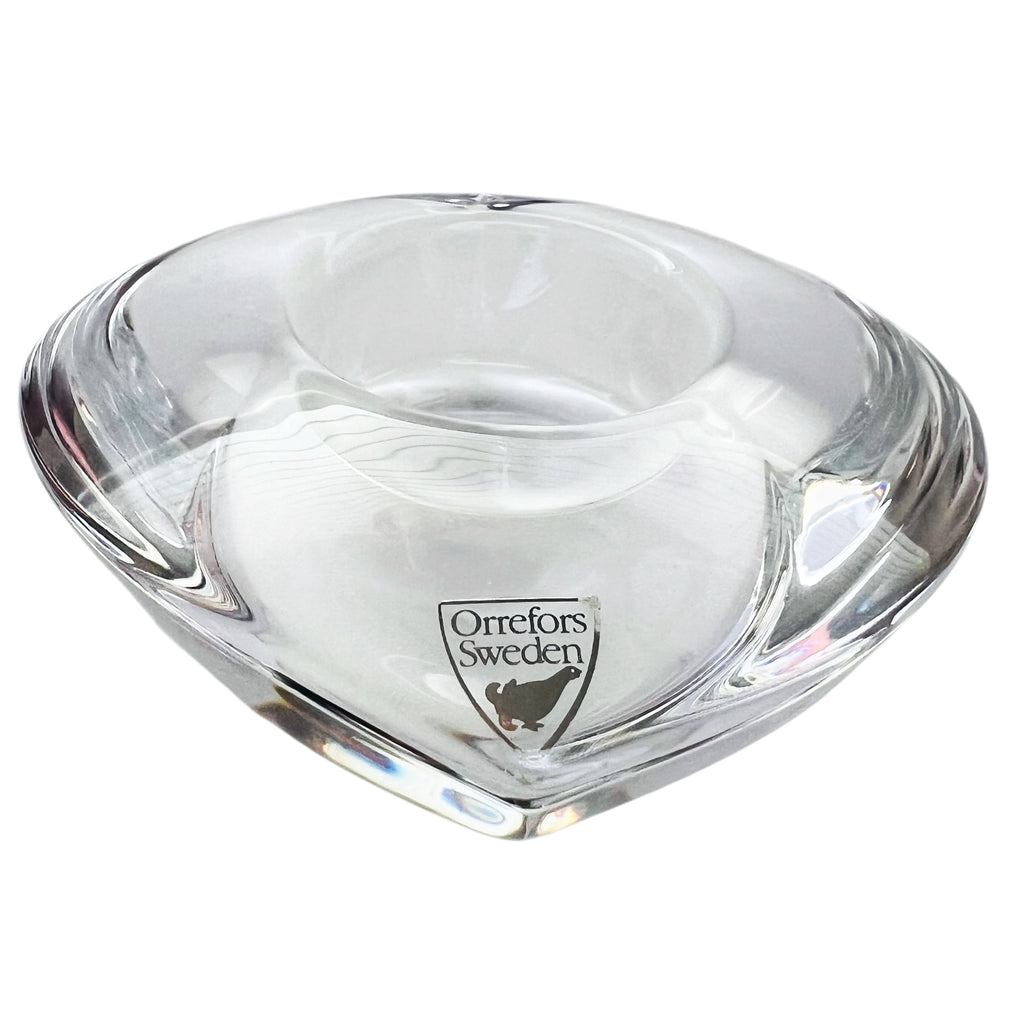 Orrefors Amour Heart Shaped Crystal Glass Votive Candle Holder