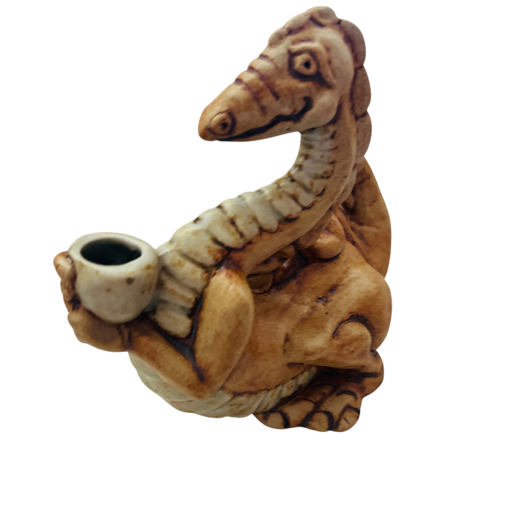 Vintage Renaissance Festival Hand Sculpted Clay Pottery Dragon Candle or Incense Holder