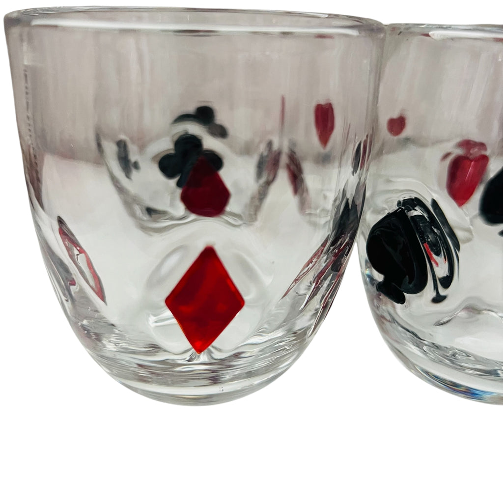 Vintage MCM Playing Card Suit Glasses Set