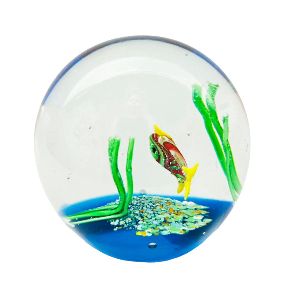 Vintage Art Glass Tropical Fish Underwater Paperweight