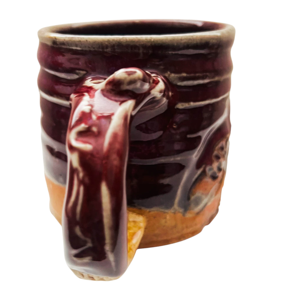 Studio Art Pottery Sculptural Drip Glaze Signed Mug