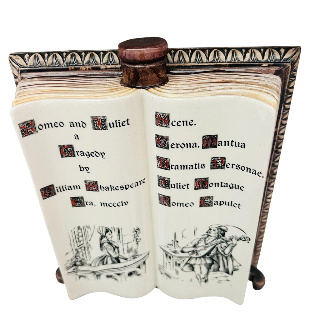 Vintage 1970 Creative World Romeo & Juliet Book Empty Decanter