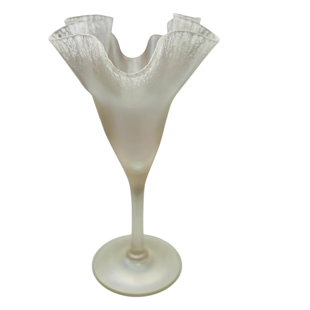 Vintage Steuben Verre de Soie Iridescent Art Glass Fan Vase