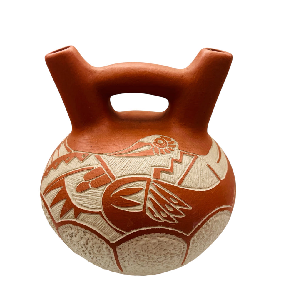 Vintage 1981 Pottery Signed Double Spout Wedding Vase