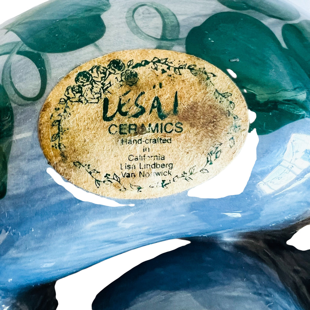 Vintage Lesal Ceramics Hand-Painted Floral Ceramic Divider Bowl