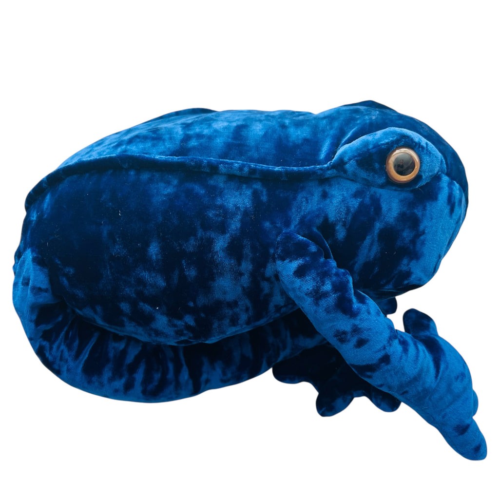 Vintage Commonwealth Velvet Blue Frog Stuffed Animal Plush