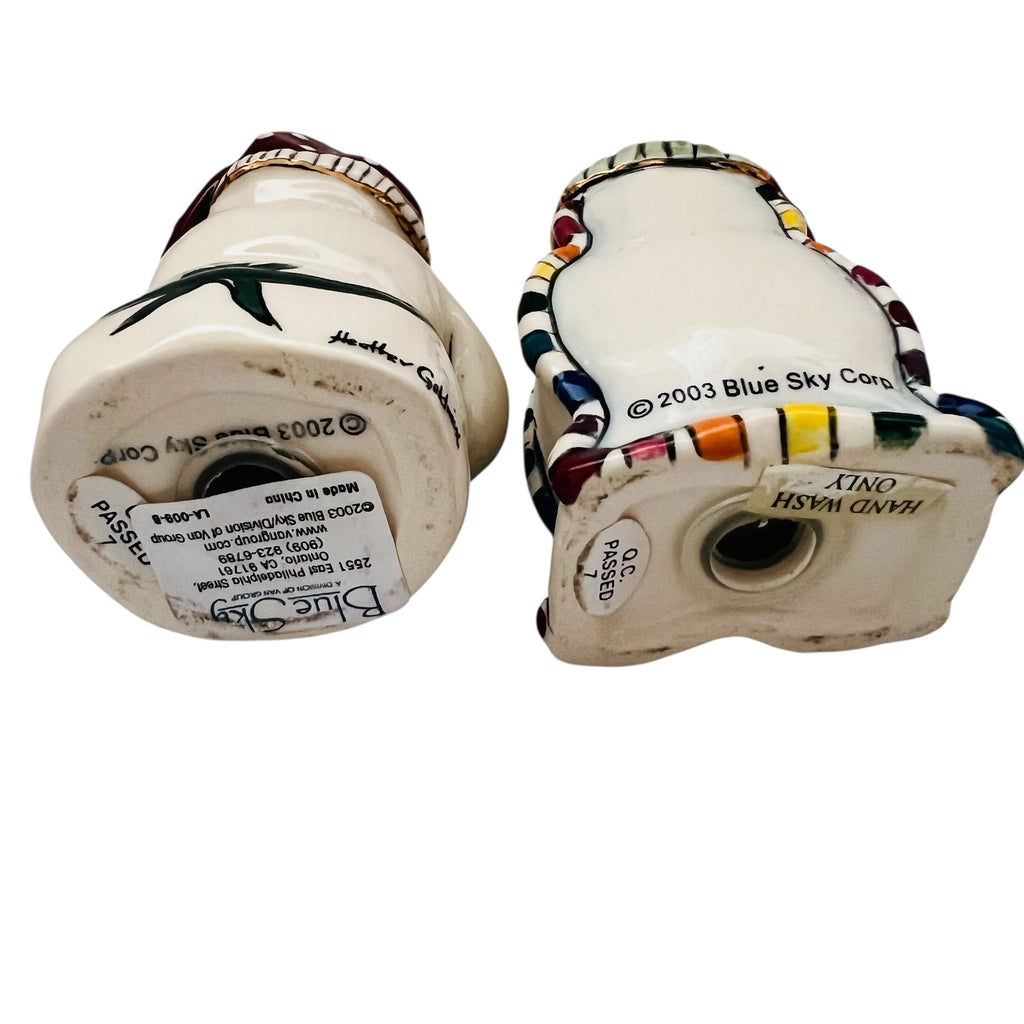 Vintage Blue Sky Heather Goldminc Gingerbread Snowman Salt Pepper Shakers