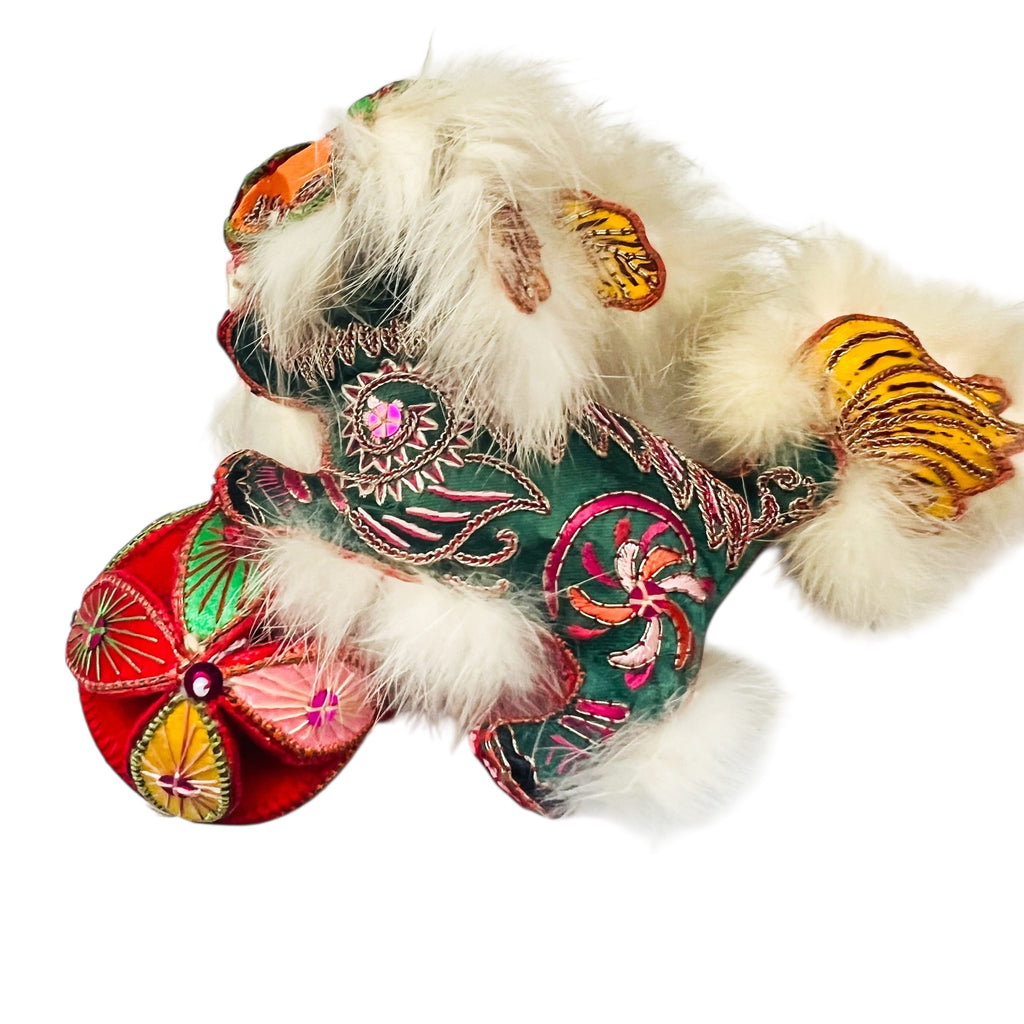 Vintage Chinese Dragon Doll Head and Tail Fabric w/Bell