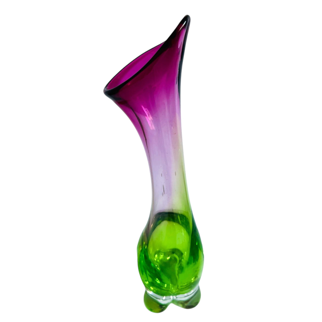 Cranberry Emerald Green Blown Glass Art Glass Vase