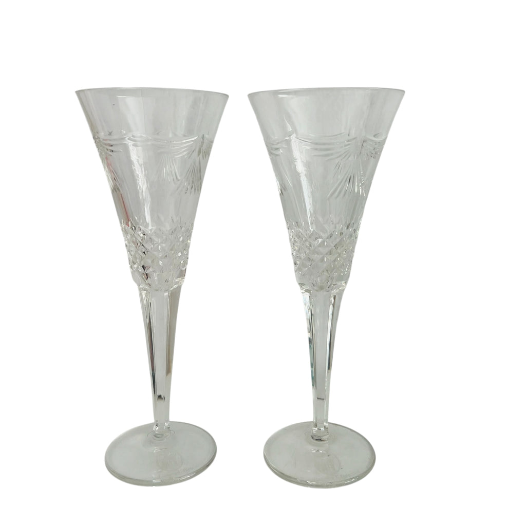 Pair of Waterford Crystal Millenium Toasting Flutes Dated January 1,2000
