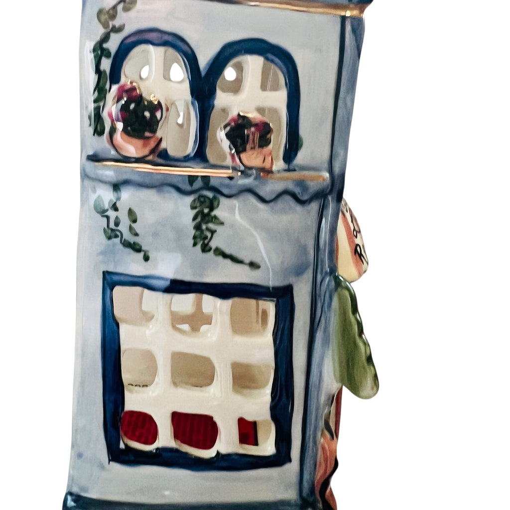 Blue Sky Moonlight Lovers Restaurant Ceramic House Tea Light Candle Holder