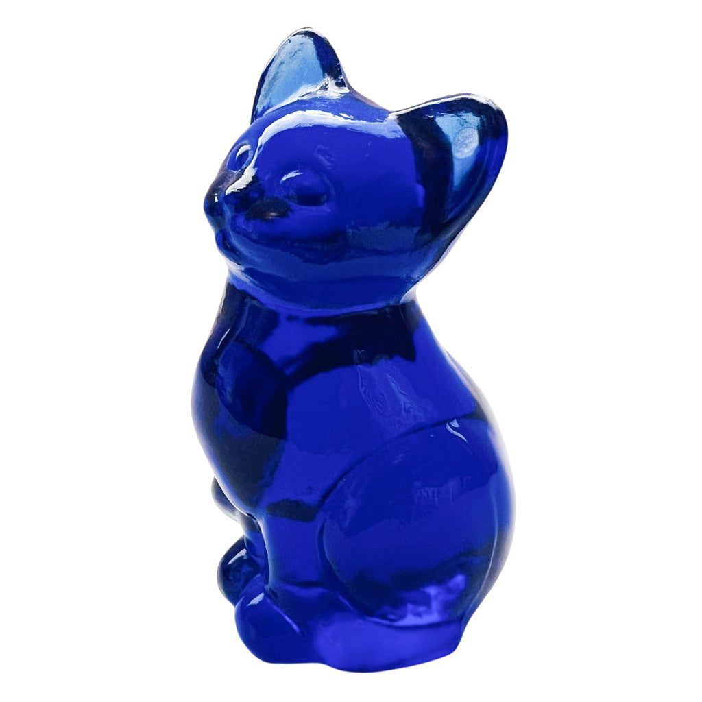 Vintage Fenton Cobalt Blue Glass Cat Figurine