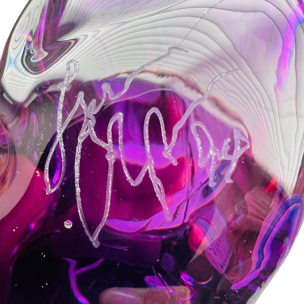 Vintage Loren Chapman Purple Art Glass Signed Bud Vase