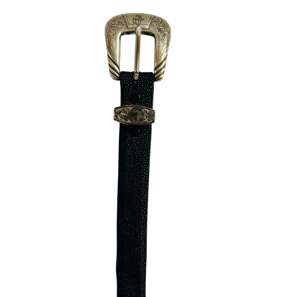 Vintage Lucchese Genuine Stingray Metal Buckle Belt