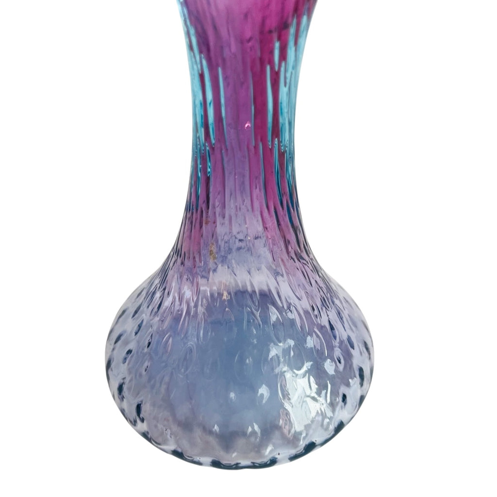 Vintage Fenton Mulberry Azure Blue Cranberry Edge Glass Vase