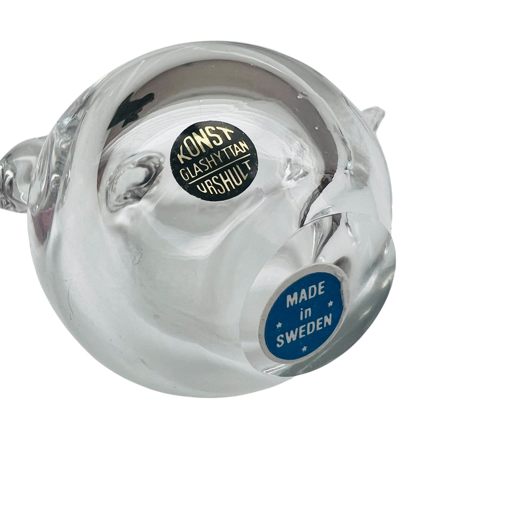 Vintage KONSTGLAS Sweden Clear Glass Bird Figurine Paperweight