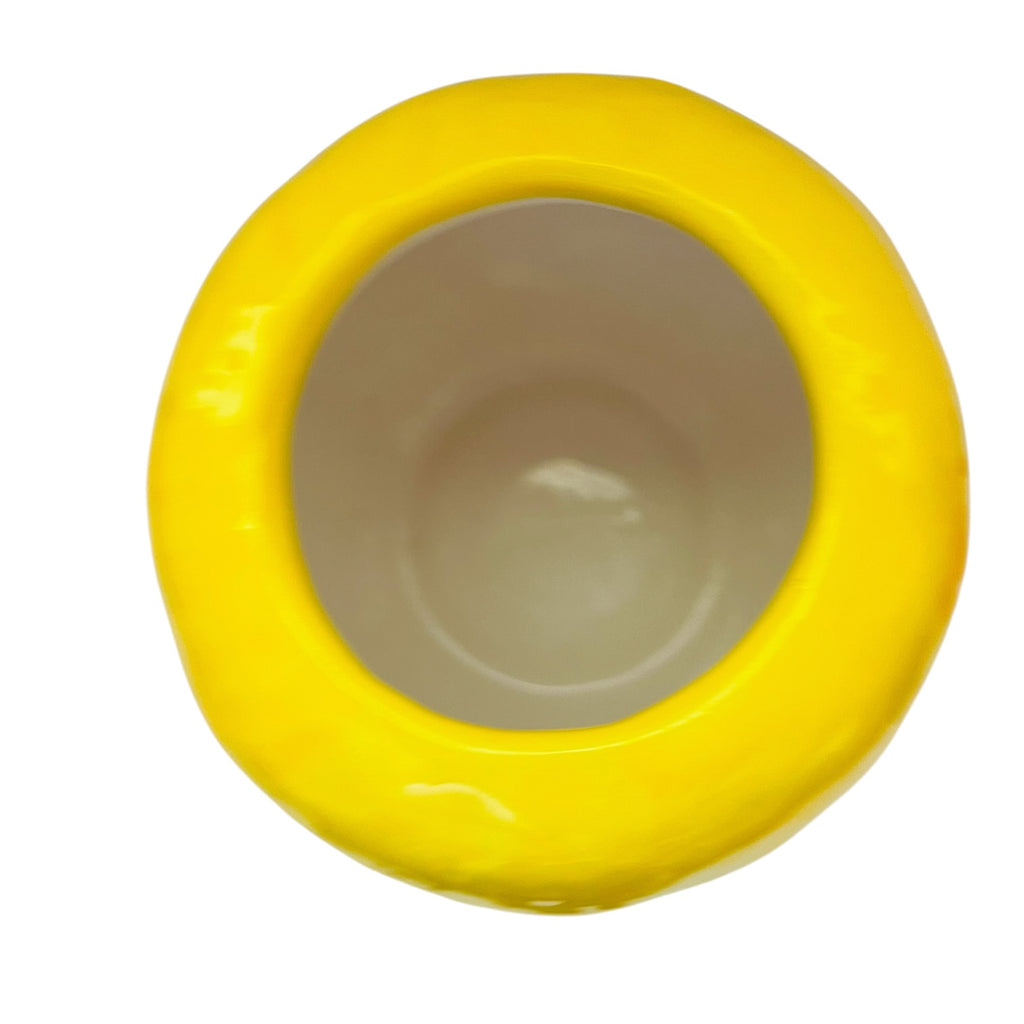 MADE ITALY ORGIA Art Handmade Ceramics Lemon Shaped Cookie Jar Decorated Lid
