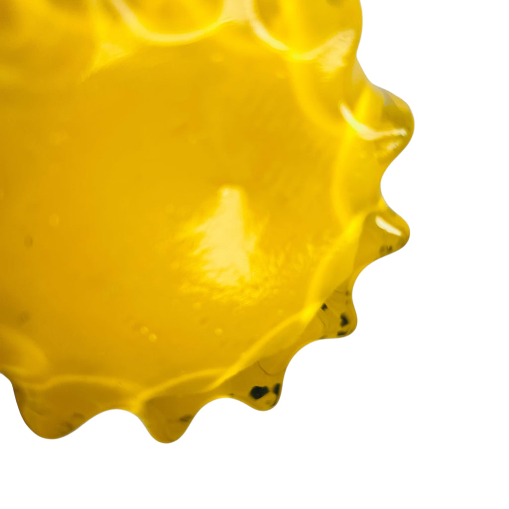 Vintage Hand Blown Yellow Black Art Glass Vase