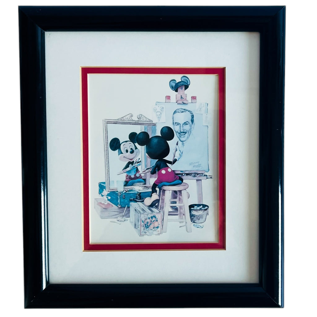 Vintage 90’s Mickey Mouse Walt Painting Drawing Framed Art Print