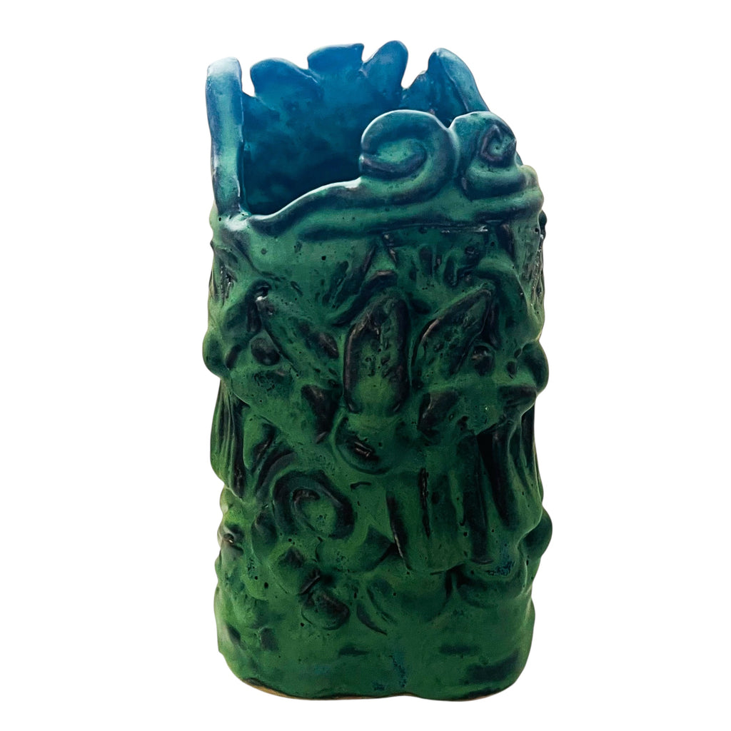 Vintage Pottery Green Signed Vase