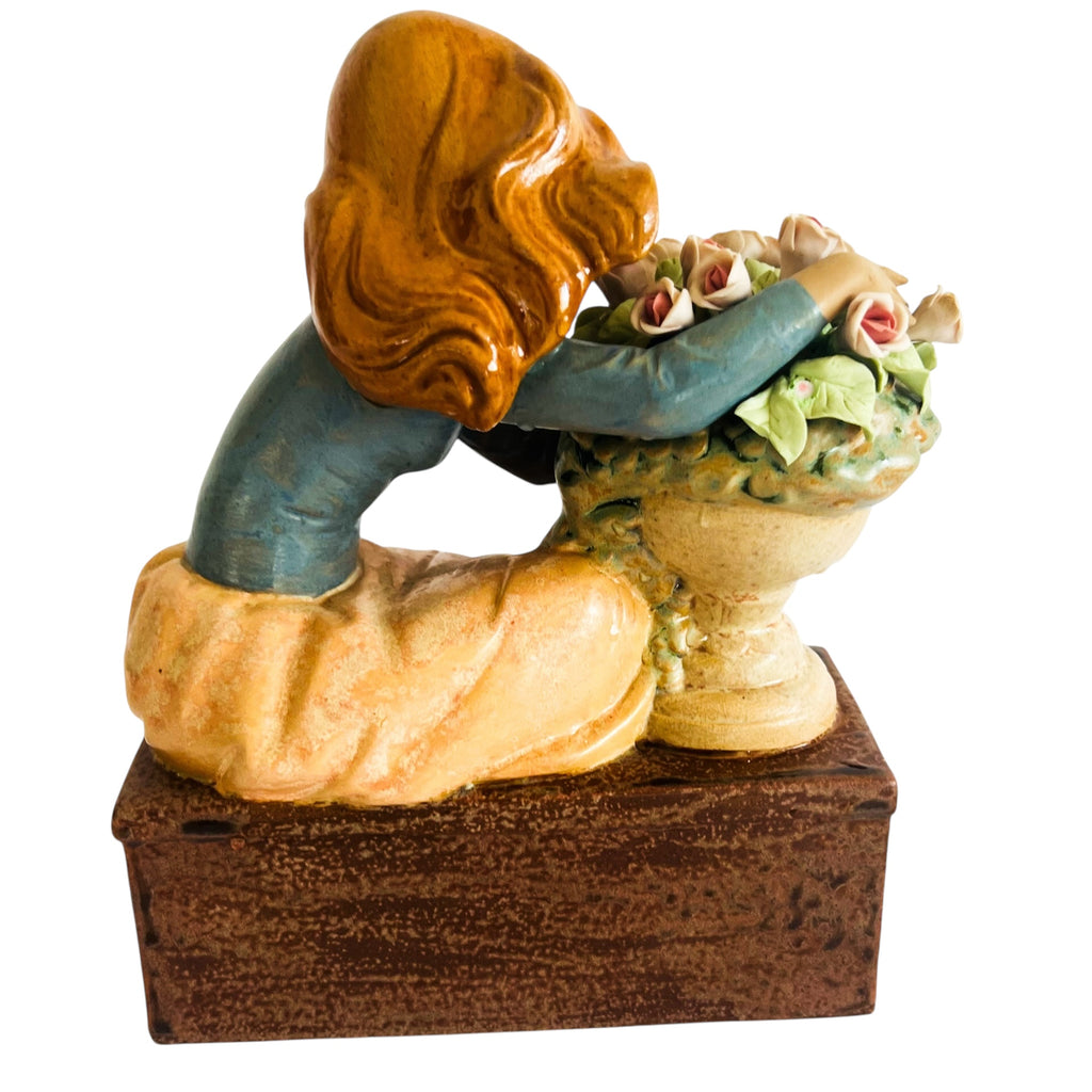 NADAL Handcrafted Porcelain Girl With Flowers Figurine