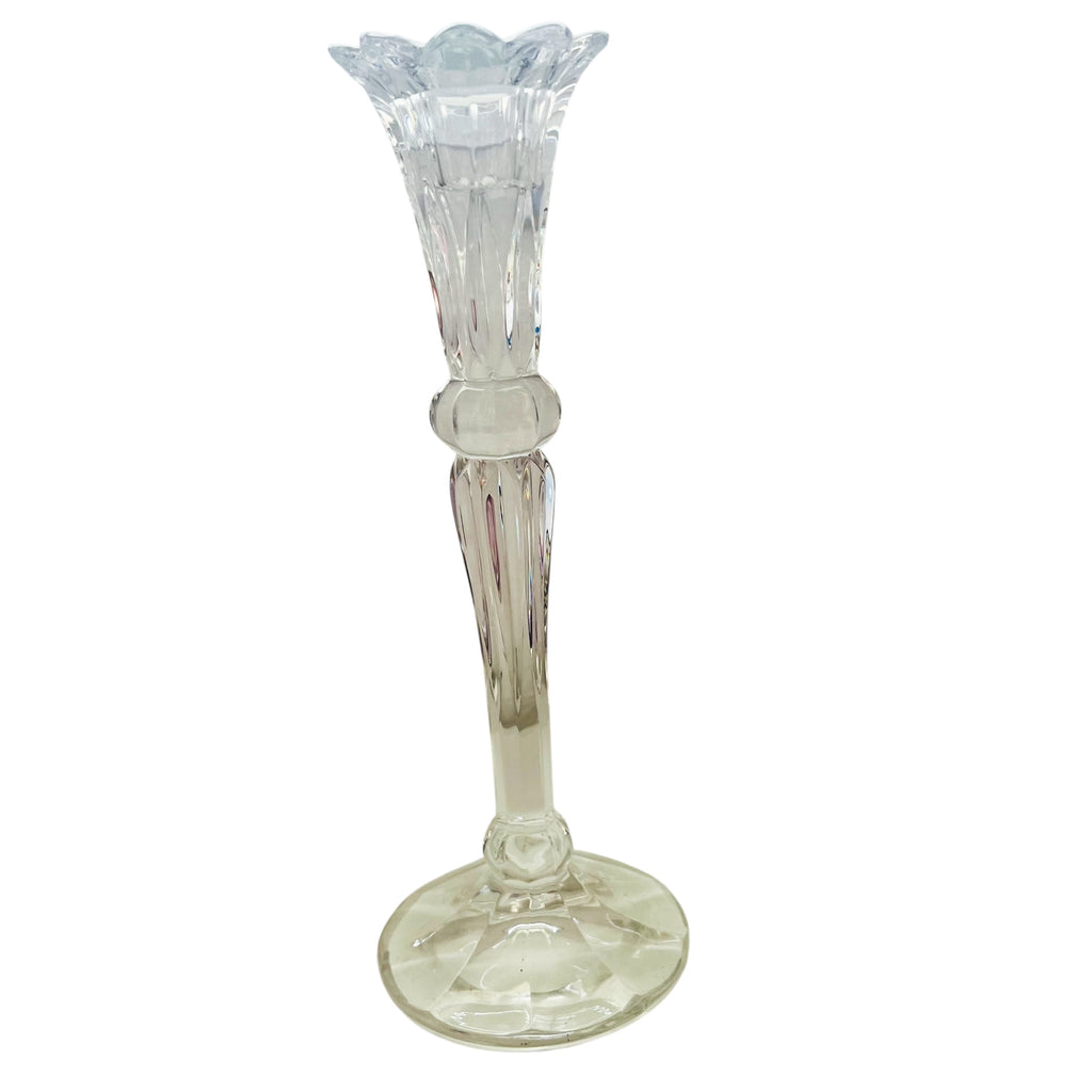 Vintage Clear Cut Glass Taper Candlestick Holder