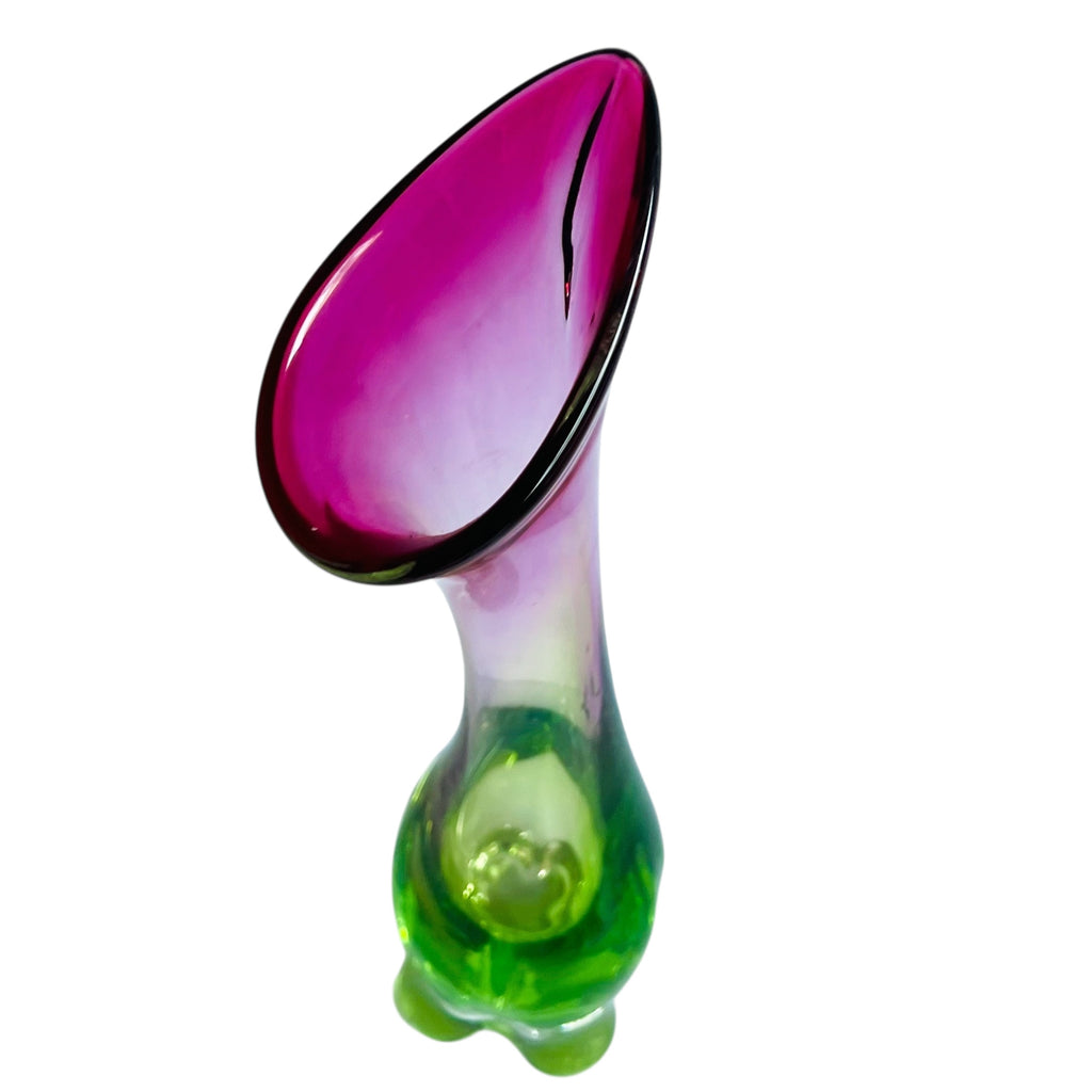 Cranberry Emerald Green Blown Glass Art Glass Vase