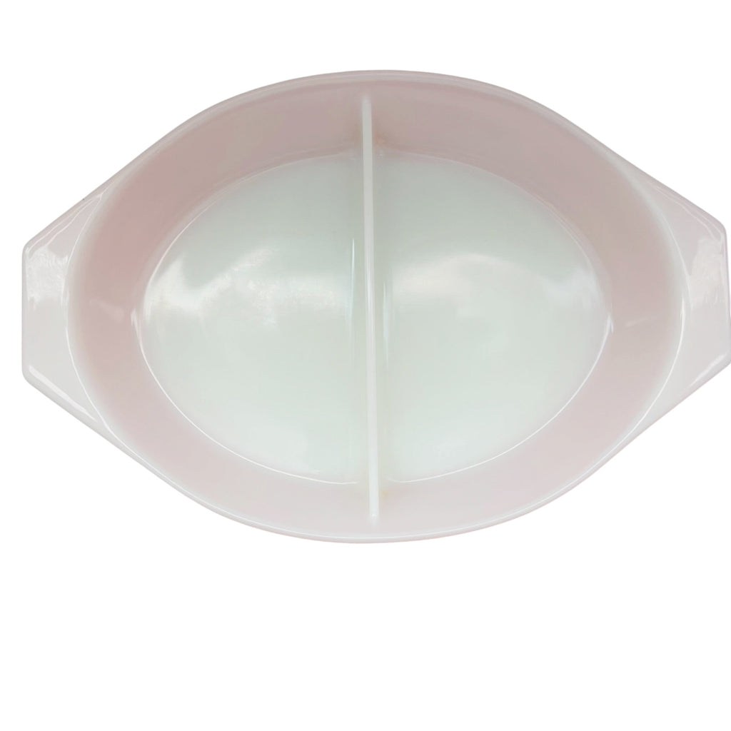 Vintage PYREX Pink Daisy Casserole Divided 1 1/2 Quart Oval Dish No Lid