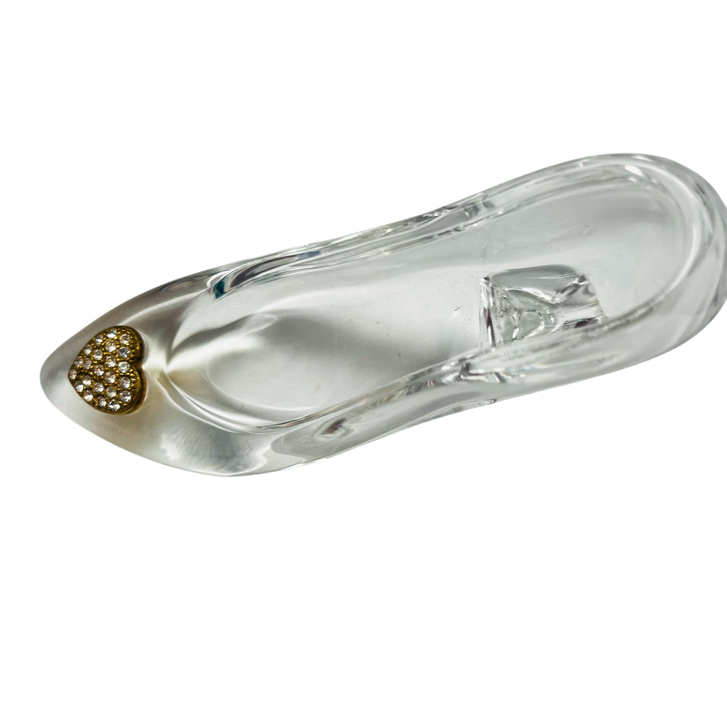 Cinderella Clear Glass Rhinestone Gold Heart Fairy Tale Princess Slipper