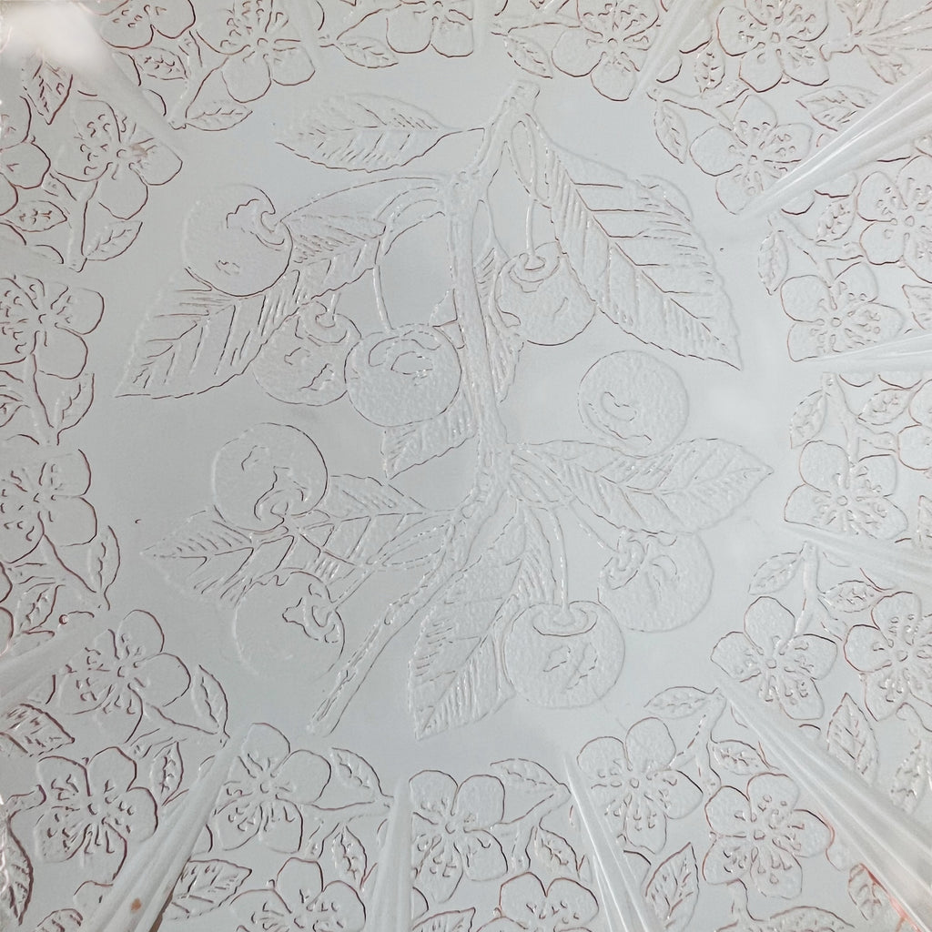 Vintage Cherry Blossom Cake Depression Glass Glass Serving Plate