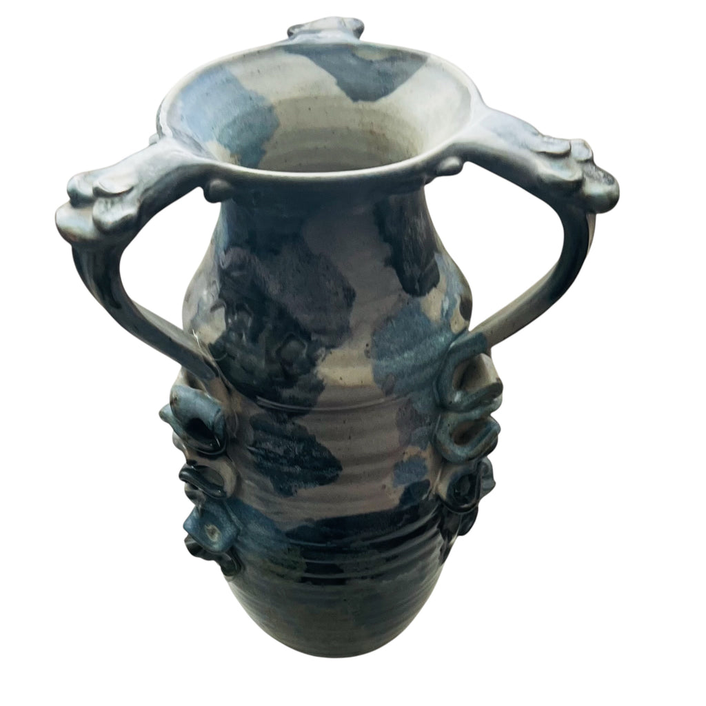 Vintage Buie 1992 Glaze 3 Handle Pottery Signed Vase