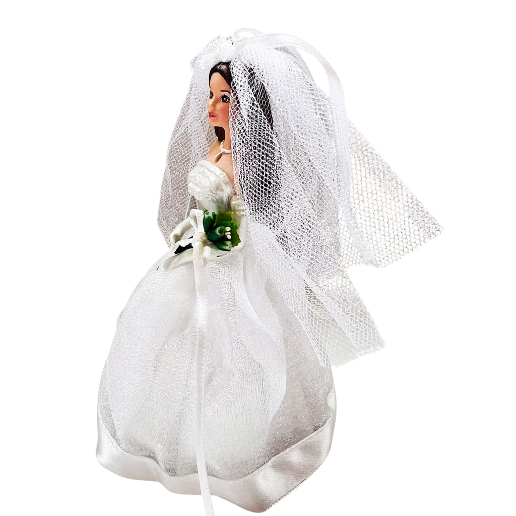 Hallmark Porcelain Barbie Mattel Burnette 2002 Bridal Doll Cake Topper-Ornament