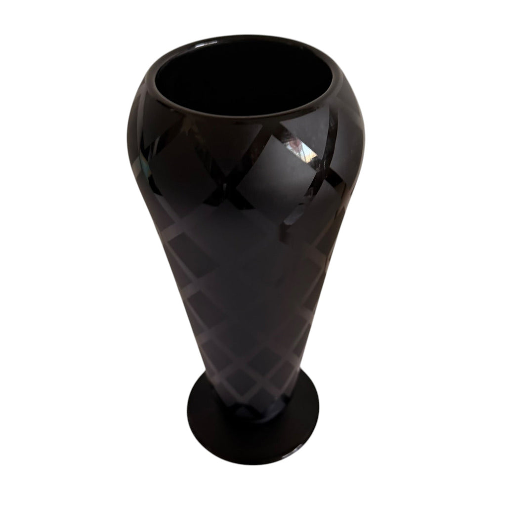 Tiffin Black Sleek Geometric Glass Accent Vase