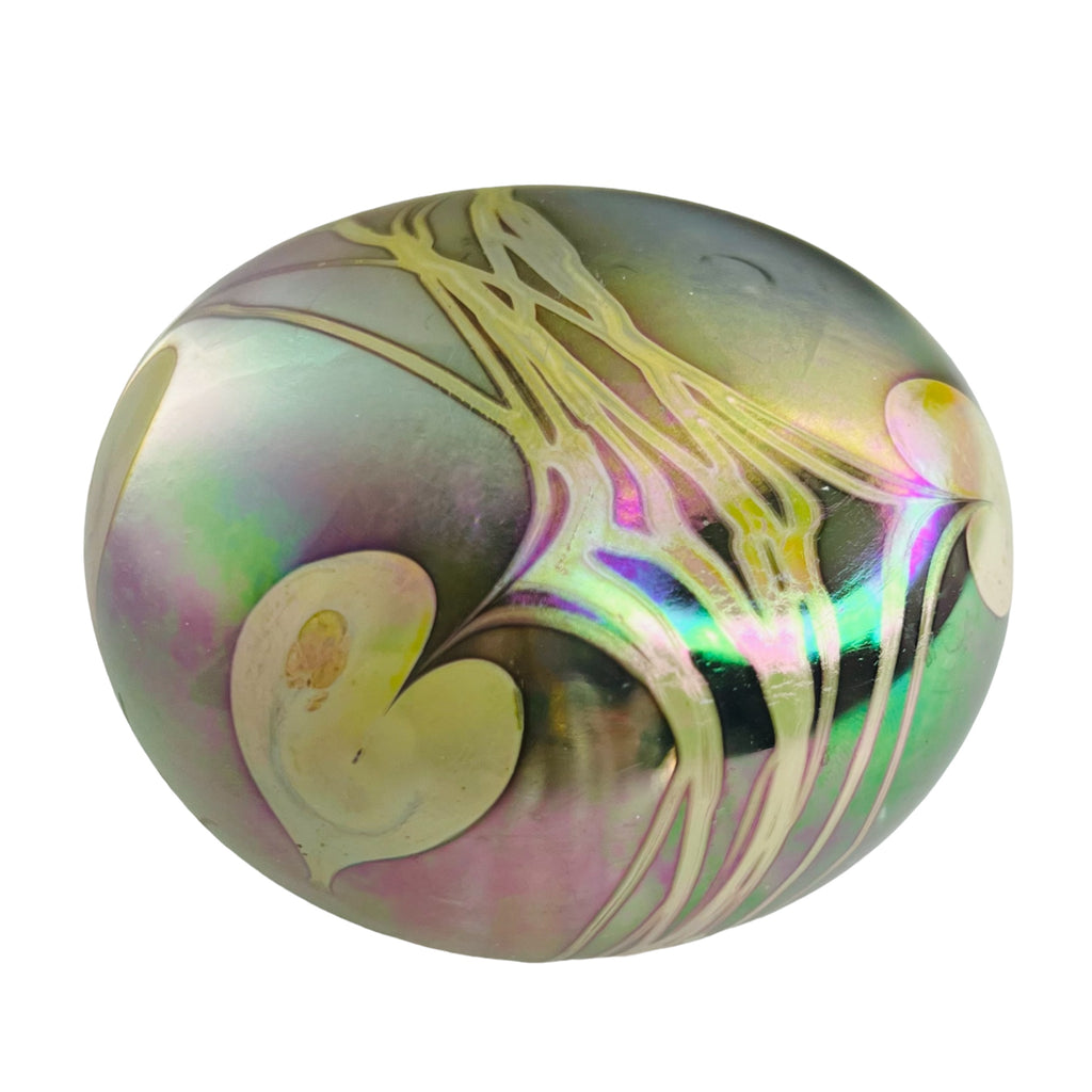Eric Brakken Glasshouse Studio Iridescent Hanging Hearts Signed Paperweight